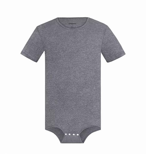 Landofgenie Herren Kurzarm Bodysuit Onesie für Erwachsene aus Baumwolle | mit Druckknöpfen im Schritt, Bequemer Einteiler als Schlafanzug für Lounge und Freizeit