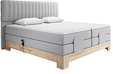DomiMeble Boxspringbett Elza - elektrische Regulierung der Schlafposition, Doppelbett - massiver Eichenrahmen - Polsterbett (Jazz 7, 180 x 200 cm Schlafbereich)