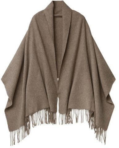 CLELLA Kaschmir Schal Damen mit Quasten Weiche Großer Deckenschal Mehrweg (Khaki)