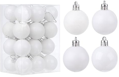 QUARKZMAN 24Stk Weiß 1.57 Weihnachtskugeln Ornamente Splitterfreie Ornamente Hängend Bälle für Weihnachtsbäume Hochzeit Party Dekorationen