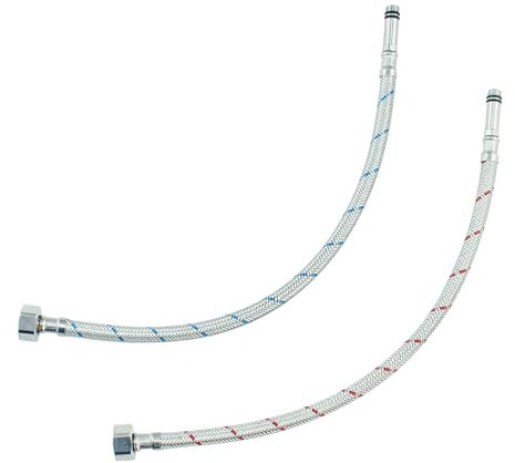 LEADAHEAD Connettori flessibili per rubinetto M10 (10 mm) x 1/2, lungo 40 cm, tubo flessibile per miscelatore monoblocco, coppia di tubi di alimentazione dell'acqua intrecciati in acciaio