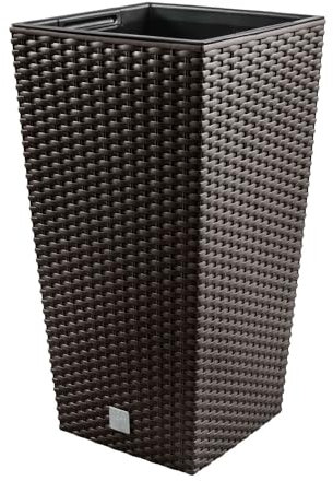 magubo Blumentopf Hoch: Stilvoller Blumentopf mit Blumenkübel, Inkl. Einsatz, Ideal als Pflanztopf oder Übertopf, Für Innen und Außen, Rattan-Optik in Premium-Qualität (Braun, 225)