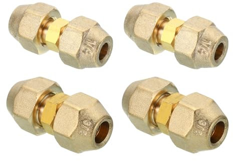 PATIKIL Set Connettore per Giunto di Estensione Tubo, 4pz Adattatore Accoppiamento Tubi Rame AC Saldatura Gratuita con Dadi Svasati Tubo Rame Diametro 1/4 e 3/8 HVAC Refrigerazione