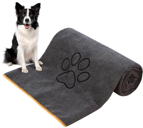 KinHwa Hunde Handtuch groß,Microfaser Hundehandtuch Extra SaugfäHig Schnell Trockend Weich und bequem,Badetuch FüR Hunde Und Katzen 76cm X 127cm 1 Pack (Grau )