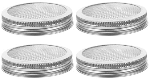 Amosfun 4pcs Stainless Steel Sprouting Jar Lid for Wide Mouth Cannings, 86mm Mesh Strainer Screen for Mason Canning Jars