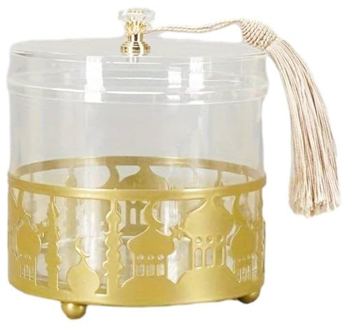 Ramadan Candy Jar avec Couvercle, Eid Moubarak Candy Dish Ramadan Plays Snacks Container Box Rangement De Sucre Bowl Ramadan Party Food Storage