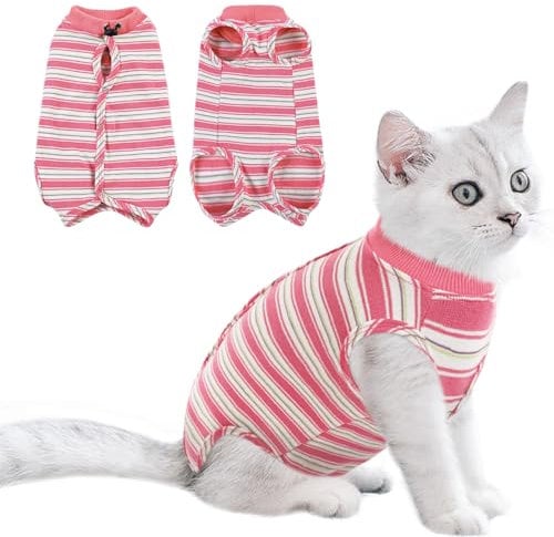 CITÉTOILE Katzenbody nach Op, Postoperative Katzenkleidung für Bauchwunden, Erholungsanzug Kleidung nach Der Operation Tragen, E-Halsband Alternative für Katzen Hunde, Rosa, XS