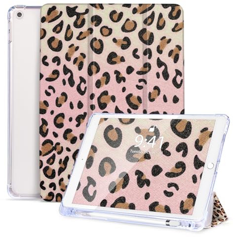 Vozehui Funda para iPad 9/8/7ª generación, iPad 10,2 pulgadas, funda con soporte para lápiz, funda protectora con soporte triple para iPad 9, 2021/2020/2019, encendido automático/sueño, estampado de