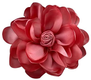 100mm Grande Broche En Tissu Avec Fleur De Broches Délicates Faites à La Main Classique Pour Fête Mariage Danse Banquet Pour Femmes Accessoires De Vêtements Cadeaux De Saint-Valentin (Rouge)