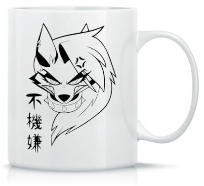 Helluva Boss Loona Taza de Té y Café de Cerámica Clásica Blanca Negra y Rosa Mágica 330ml