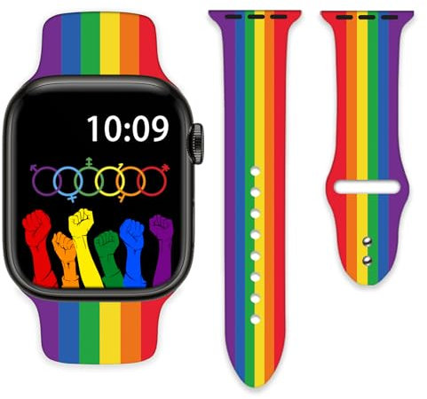 Lgbtq - Correas de reloj Rainbow Pride compatibles con Apple Watch de 38 mm, 40 mm, 41 mm, para mujeres y hombres, correa de silicona para iWatch Series Ultra SE 9 8 7 6 5 4 3 2 1