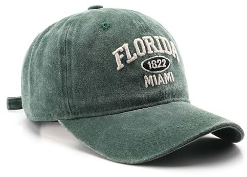 Florida Hat Distressed Vintage Baseball Cap Baumwolle Sonnenhut Trucker Cap, Grün , M-L
