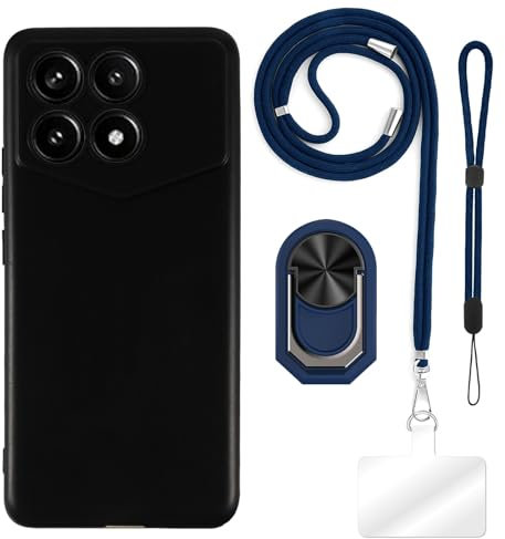 ESACMOT Schutzhülle für Xiaomi Redmi K70 Pro 5G Lamborghini (16,9 cm / 6,7 Zoll) + verstellbare Umhängebänder, weiche Handschlaufe und Fingerringhalter im Mecha-Stil mit Ständer