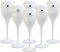 Val Francis Premium Plastic Champagne Prosecco or Wine Flutes - Set of 6 - Reusable, Unbreakable, Dishwasher Safe (White Flute | Blue Logo)