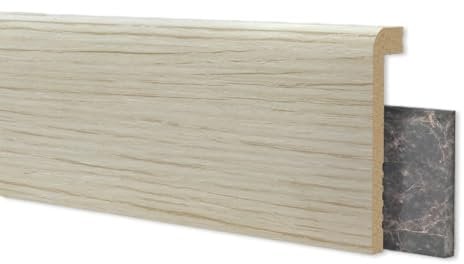 Battiscopa coprimarmo duropolimero effetto legno rovere sbiancato - Zoccolo da cucina 2000x100x25 mm - Battiscopa resistente agli urti