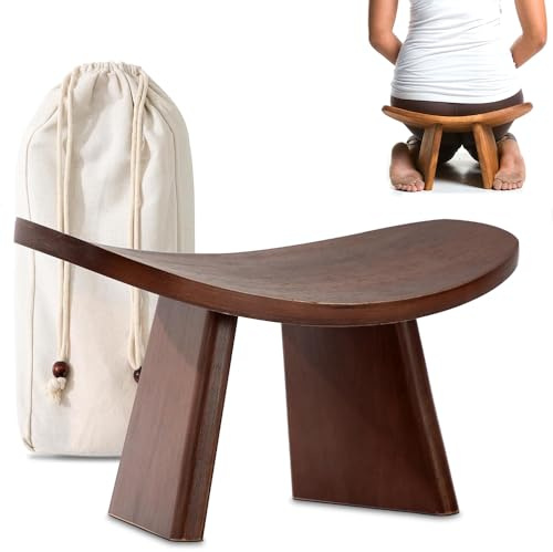 Mavdecll Meditationsbank, Kniehocker Aus Holz Mit Reisetasche, Tragbarer Yoga-Hilfshocker, Multifunktionaler Ergonomischer Sitz, Abnehmbarer Komfortstuhl, Für Yoga, Gebet, Meditation