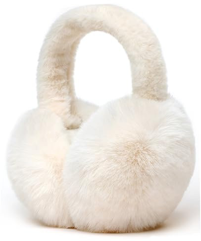 Unning Winter Ohrenwärmer Damen Verstellbar & Faltbare Ohrenschützer Mode Kunstpelz Weich Ohrenschütz Plüsch Ear Muffs for Women Weiß