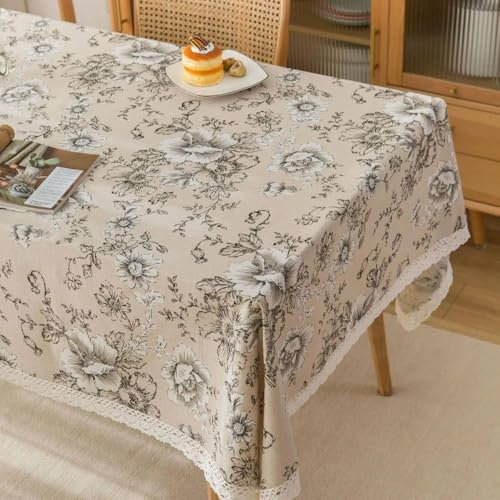 Pastorale rechteckige Tischdecke aus Leinen und Baumwolle, Stoff mit Gänseblümchen-Muster, Bedruckt, für Zuhause, Küche, Esszimmer, Tischdecken, Ornament, Q, 140 x 160 cm