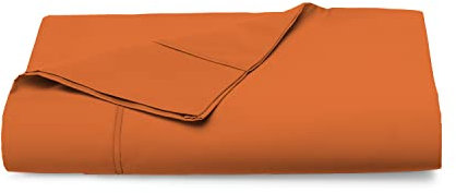 Pizuna Laken ohne Gummizug 90x200 cm Baumwolle Neu Gebranntes Orange, 400 Fadenzahl 100% Langstapel Baumwolle Bettlaken, Satinbindung Flachlaken 180x280 cm