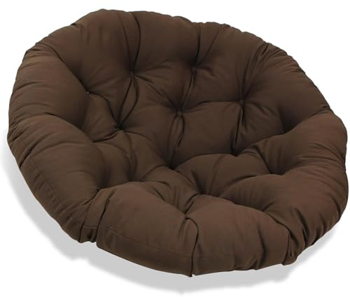 JIcloun Papasansessel Kissen 130cm, Stuhlkissen für Papasan Chair, Wasserdicht Dicke Bodenkissen Rund Groß, Runde Ersatzpolster für Hängesessel Rattansessel Korbsessel Outdoor Gartenmöbel Dunkelbraun