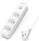 Aigostar Multiprises 3 Prises avec Interrupteur, Extension D'alimentation de 3 Mètre, Sécurité Enfant, Française, Blanc, 16A 250V