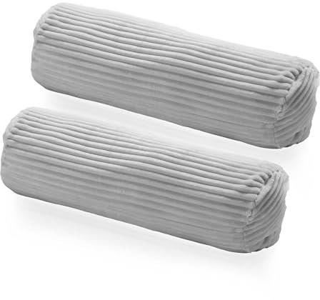 Como Dekokissen 2er Set Kissenrolle Cordoptik Silbergrau 22 x 70 cm, Polyesterfüllung, Bezug abnehmbar inkl. Innenkissen, Sofakissen Nackenstütze für Wohnzimmer Schlafzimmer