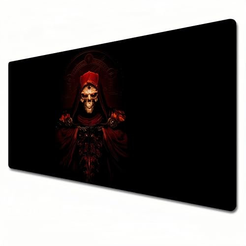 Diablo Tapis de souris de jeu noir et rouge, XXL 900 x 400 cm, grand tapis de souris à bords cousus, imperméable, antidérapant (A05, XXL)