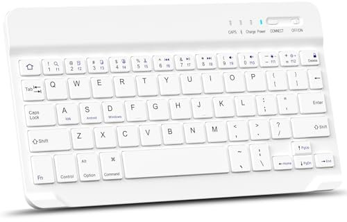 MMK Bluetooth Keyboard, Ultra-Slim Wireless Keyboard, Small Silent Whisper-Quiet, Compatible with iPad Pro/Air/Mini, iOS, Samsung Tablet, Android, Windows, US English keyboard