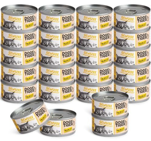 Dogs'n Tiger Genuss Nassfutter Katze, Huhn, 24x 70g | Katzenfutter nass, Alleinfutter, hoher Fleischanteil, getreidefrei, ohne Zuckerzusatz, ohne Konservierungsstoffe