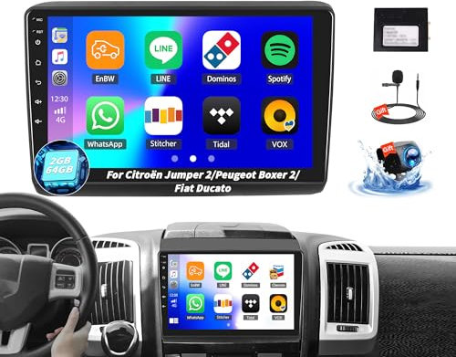 OiLiehu Android 13 2 DIN CarPlay Android Auto Autoradio para Fiat Ducato 2010/Citroen Jumper/Peugeot Boxer Pantalla Radio Coche 9 Pulgadas con GPS Bluetooth Mirror Link FM RDS WiFi SWC EQ