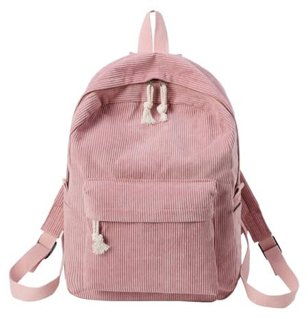 BESTYASH Cord Damenrucksack aus Strapazierfähigem Cord mit Großem Stauraum Diebstahlschutzfunktion Modischer Mädchen und Schülerrucksack für Schule und Alltag (pink