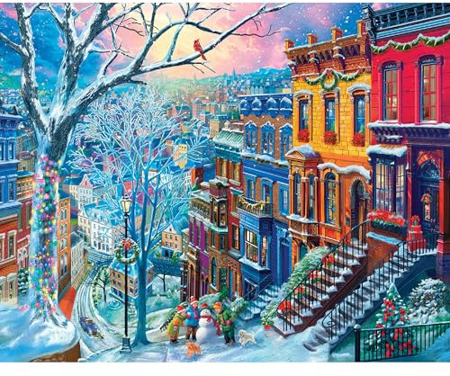 White Mountain Winter in The City Puzzle 1000 Teile Puzzle Saisonale Puzzles für Familien