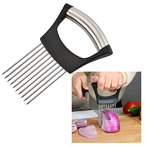 Onion Holder Onion Needles Premium Vegetable Slicer Chopper for Potato and Tomato Sharp Stainless Steel Food Slicer Helper Assistant Tool and Meat Tenderer