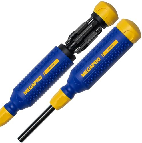 MEGAPRO® 15-in-1 Original Multi-bit Screwdriver | Home DIY & Repair | Construction | Tradeswork | 14 Industrial-grade bit tips | 1/4 Hex Drive in shaft (Original)