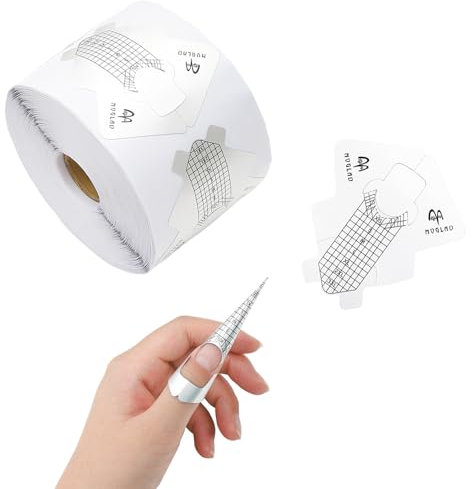 300 Pcs Nail Forms Sticker for Gel Builder, 1 Roll Nail Extension Form, Self-adhesive Nail Extension Guide Stickers, Nail Art Extension Sticker Forms Tips for Acrylic UV Gel Poly Gel Nail Art (A, A)