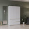 Demeyere Garde Robe 4 Portes avec 4 Étagères, ½ Lingère Et 2 Tiroirs en Bois Moderne – Coloris Blanc Mat & Chêne Kronberg – Chambre pour Adulte Clyde – 50 x 138,2 x 220,5 cm