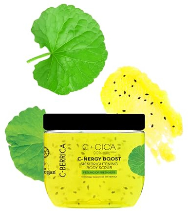 C+CICA C-BERRICA C-ENERGY BOOST SKIN BRIGHTENING BODY SCRUB - feeling of freshness. K-Beauty inspired GLASS SKIN routine infused with Centella Asiatica and Vitamin C, 200ml
