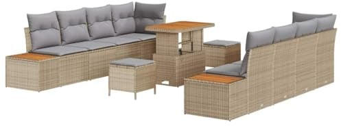 vidaXL Gartensofa-Set 11 STK. 10-Sitzanzahl Beige Poly Rattan