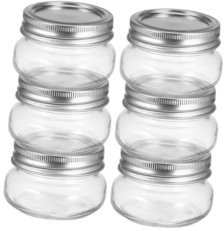 Cabilock 6pcs Small Glass Mason Jars Lids 150ml Food Storage Canisters Reusable Kitchen Containers for Honey Jam Spices and Salad
