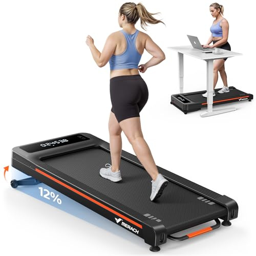 MERACH Walking Pad mit Automatischer Steigung, Max 180KG/159KG Laufband | Laufband Schreibtisch für den Heim und Bürogebrauch, 12%/10% Laufband Für Zuhause, Leiser Motor, Fernbedienung, APP