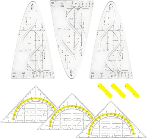 6 PCS Pochoirs Paraboliques Mathématiques, Équerre Avec PoignéE, Règle Parabole, Gabarit Parabole Et Pochoir de Dessin Parabolique, Outils éducatifs Pour étudiants, Professeurs Et Designers