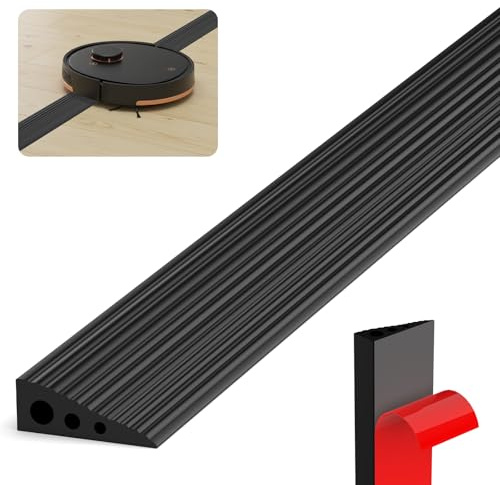 Threshold Ramps for Doorways, 2cm Height Self Adhesive Door Bars Threshold Strip Wheelchair Ramp, Door Ramp Transition Strip, Versatile Rubber Ramps for Wheelchairs Robot Vacuum Scooters (Black)
