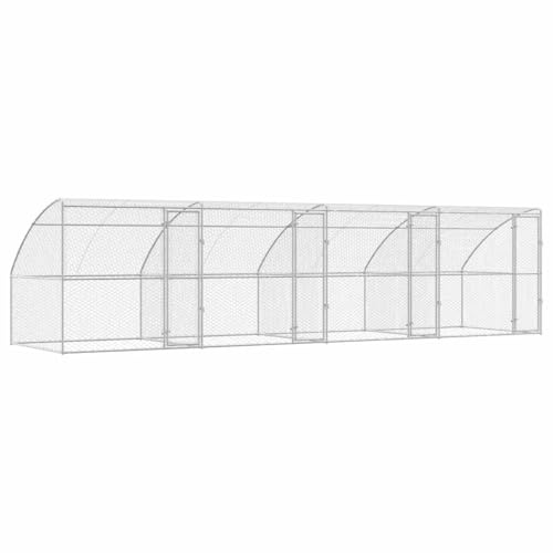 vidaXL Hundekäfig 4 pcs Silber 8 x 2 x 2 m Verzinkter Stahl, Elegantes minimalistisches, modernes Hundefutterhaus, Outdoor, stabil, Tiergehege, Hundehütte