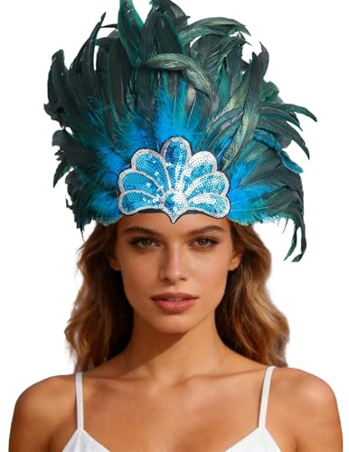 Damen Karneval Feder Kopfschmuck Pailletten Kopfschmuck für Hochzeit Maskerade Party Cosplay Feder Stirnbänder