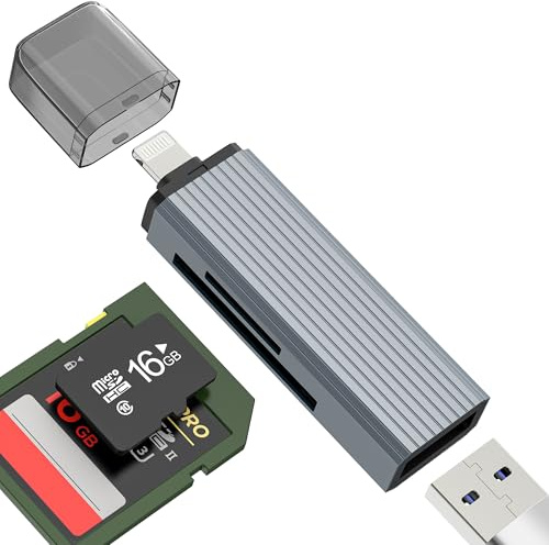 SD Card Reader USB Adapter for iPhone 14 13 Pro Max Lightning Digital Camera Micro SD Memory Stick for iPad for Apple Fast Transfer Cable OTG 3.0 TF Photos MacBook Computer External Dongle Connector