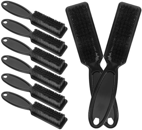 GETAJGHSD Lot de 8 Brosses de Barbier en Plastique Noir pour Dégradés, Brosse de Nettoyage avec Manche, Solide, pour Coiffure et Entretien Barbe