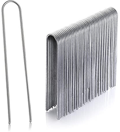 GardenMate - Juego de 100 estacas de fijación de Acero galvanizado Inoxidable, 200 mm, 25 mm de diámetro, 3,8 mm, Cabeza Redonda, para Suelos Muy Duros