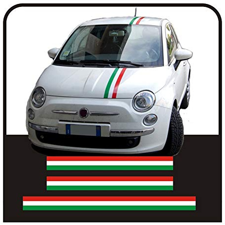 Autocollant Stickers pour capot et du coffre piston KIT couvert stripes tricolore drapeau italien (DRAPEAU, COMME SUR LA PHOTO)