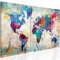 B&D XXL - Wandbilder XXL Weltkarte 200x80cm Vlies Leinwandbild 5 Teilig Kunstdruck Wandbilder Wanddekoration Design Wand Bild Wohnzimmer Leinwand - Abstrakt bunt Landkarte Reise k-A-0179-b-n