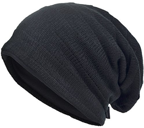 VECRY Herren Slouchy Stricken Übergroße Beanie Skull Caps Künstlerische Hüte (XZZ-Schwarz)